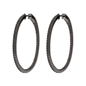 The Essentials Black Flash Plated Medium Hoop Earrings-